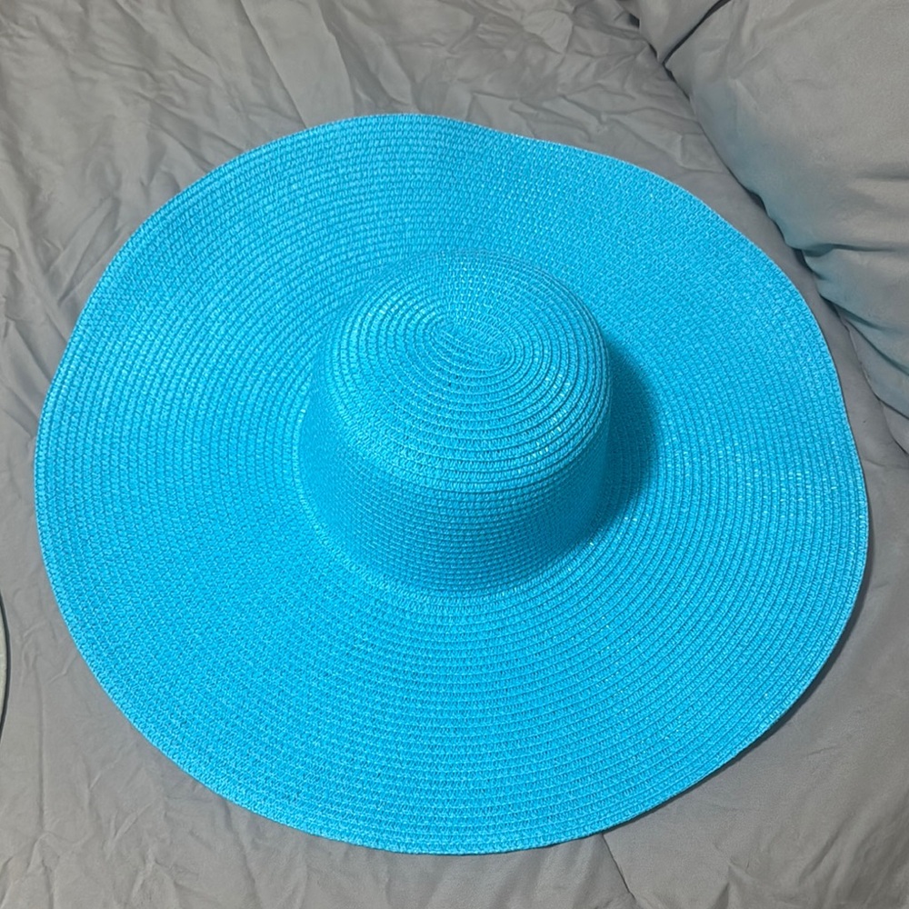 Natasha Couture Vibrant Blue Wide-Brim Hat